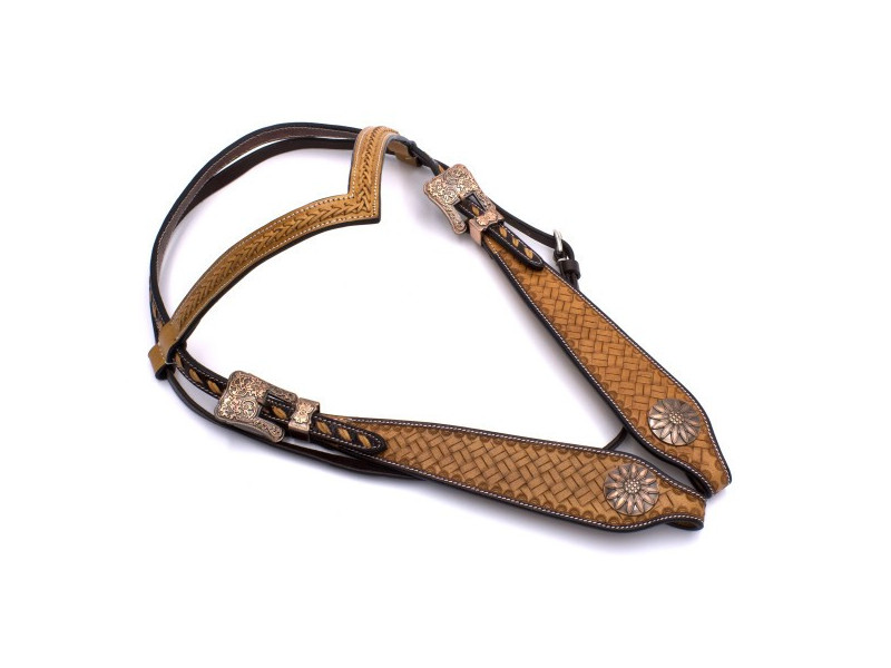 Uzdečka westernová kožená dvojfarebná